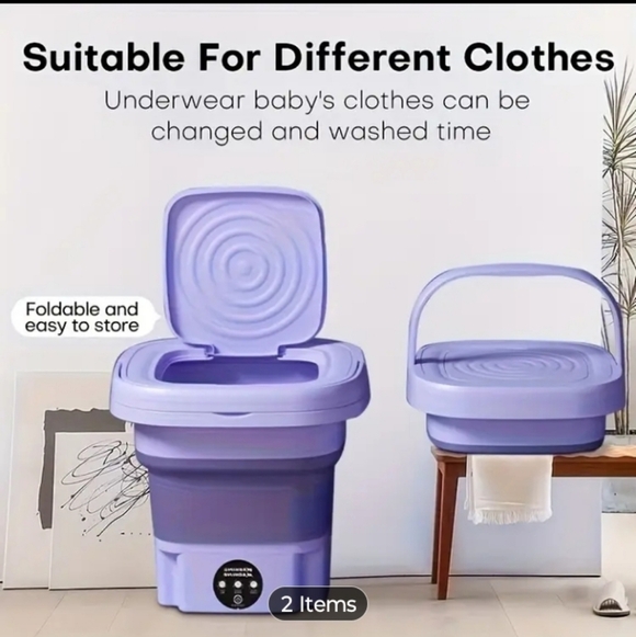 Compact Foldable Washing Machine in Purple - Picture 7 of 10